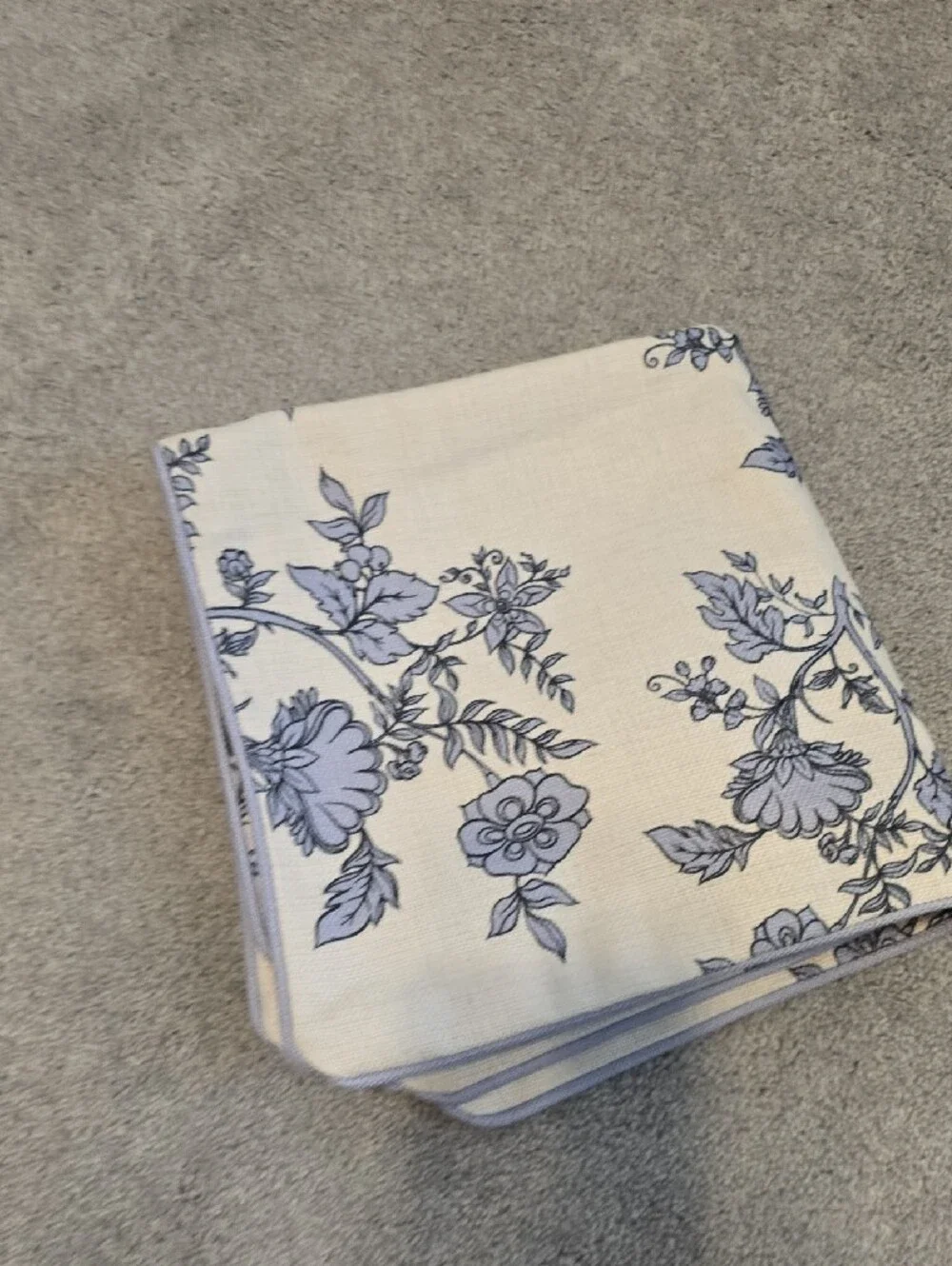 Floral Blue and Cream Decorative Pillow Cover - Brand Unspecified